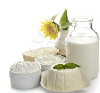 Dairy Products  On White Background 