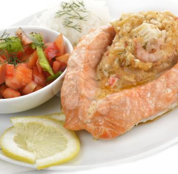 Stuffed Salmon With Rice And Vegetables