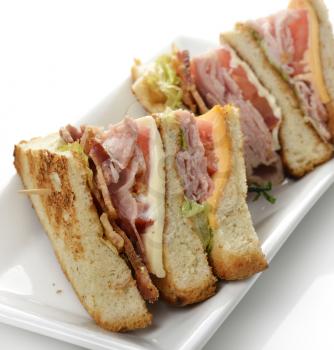 Club Sandwich With Ham And Bacon