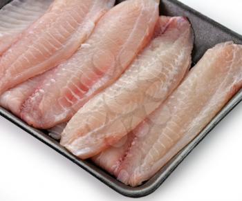 tilapia fillets in a package , close up shot