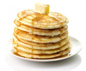 stack of Golden pancakes with butter 