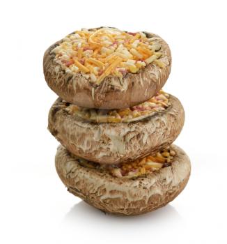 Raw Mushrooms Stuffed With Cheese And Bacon