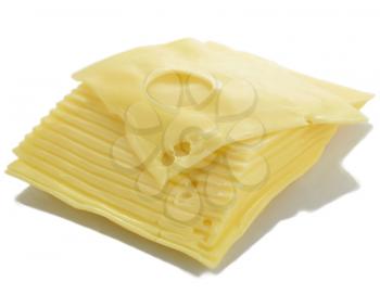 swiss cheese slices on white background
