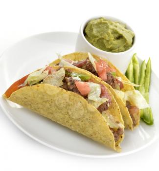 Beef Tacos With Vegetables And Avocado Dip