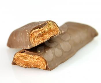  chocolate bar , close up on a white background 