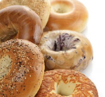 Assortment Of Bagels On White Background
