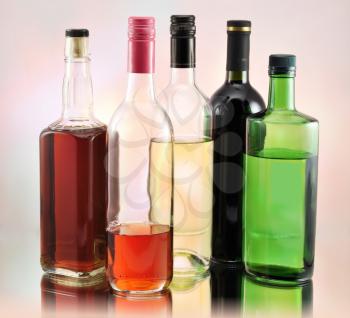bottles with alcohol