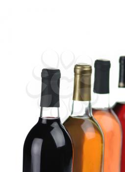 assortment of wine bottles, close up