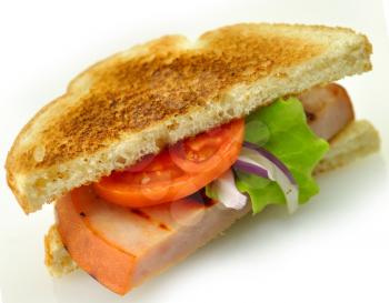 sandwich with grilled ham close up 