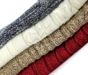 Stack of sweaters, close up
