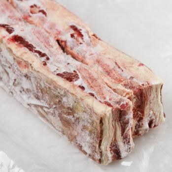Frozen Beef Ribs On A Plastic Package