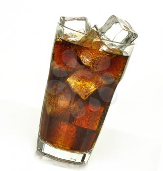 cola with ice cubes 