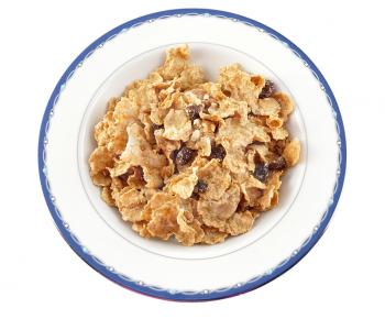 cold cereal in a plate , top view
