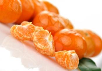 Mandarins , close up on a white background 