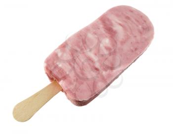 strawberry ice cream on white background