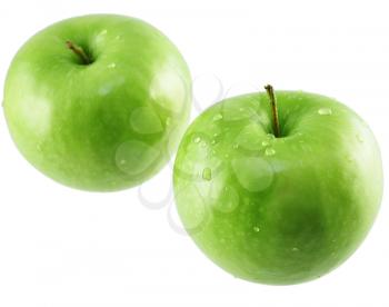  green apples with water drops over white