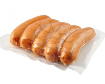 raw sausages in a plastic  package 