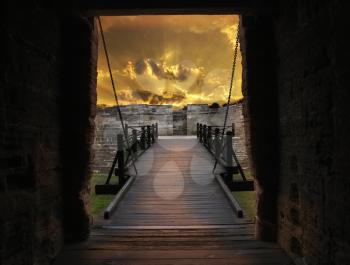 Gate And Bridge Of Old Fort In St.Augustine,FL