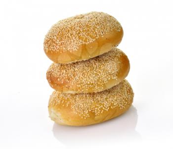 a fresh breakfast sesame  rolls on a white background