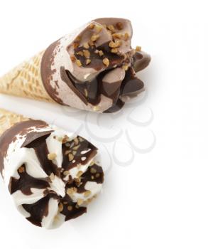 Chocolate And Vanilla Ice Cream Cones