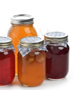 Homemade Marmalade,Jam And Honey In Glass Jars