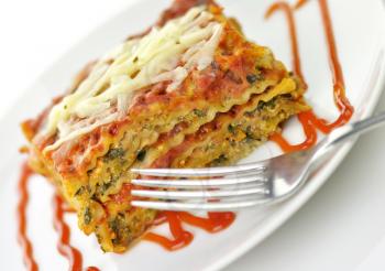  vegetable lasagna with fork 