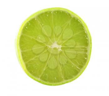 a slice of lime isolated on white background 