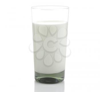 a glass of milk on white background