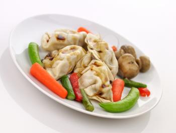 Chinese pork dumplings filled with pork and vegetables
