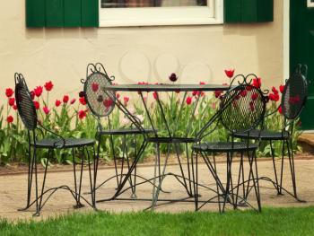 Vintage Iron Garden Table And  Chairs