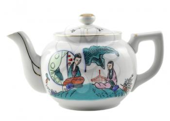 a decorative vintage  tea pot on white background