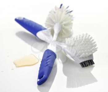 blue plastic brushes