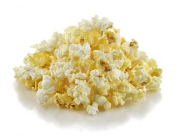 popcorn , close up shot on white background