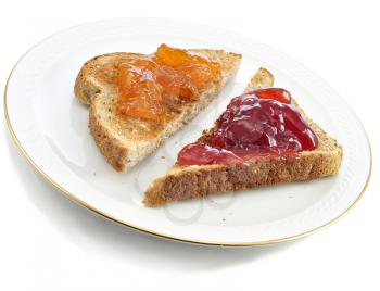 toasts  with jam on a plate