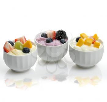 Fresh Yogurt  Assortment With Fruits And Berries 
