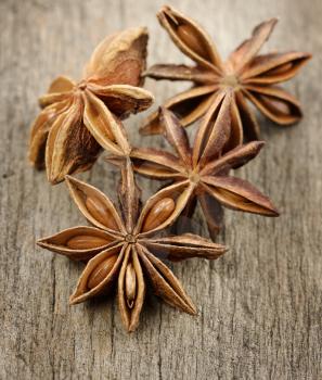 Anise Stars On The Vintage Wooden Surface 