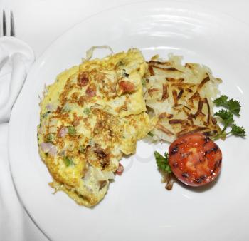 Omelet With Vegetables And Bacon,Top View