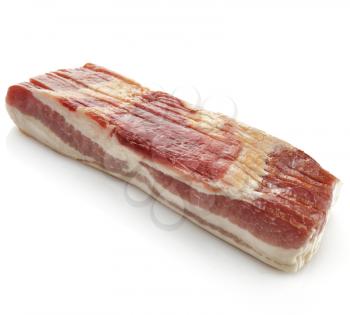 Smoked Sliced Bacon On White Background
