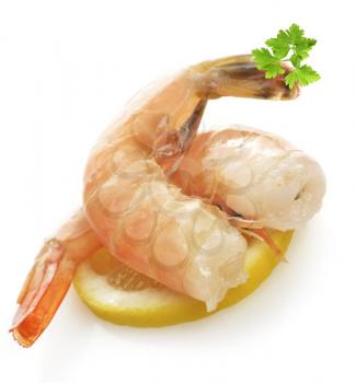 Fresh Cooked Shrimps With Lemon