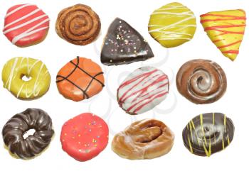 Collection Of Colorful Donuts Isolated On White Background 
