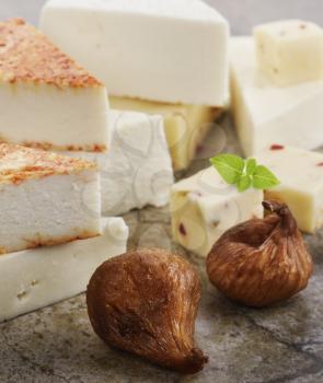 Assortment Of Cheese With Dried Figs