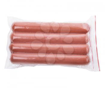 Sausages In A Plastic Package Isolated  On White Background