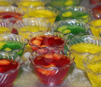 Colorful Jello Desserts In Plastic Bowls 