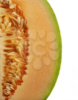 Side Of An Orange Honeydew Melon Isolated On White Background