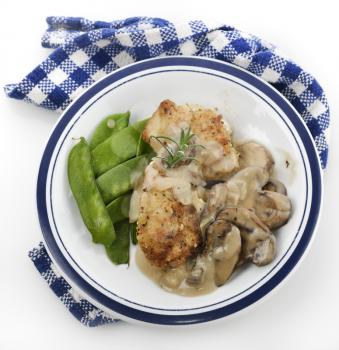 Chicken Breast In Mushroom Sauce With Green Peas