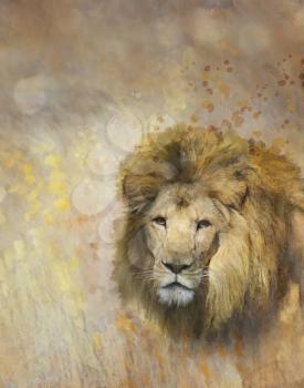 Digital Painting Of African Lion
