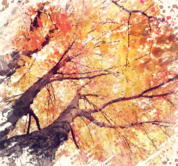Digital Painting Of Autunm Trees