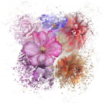 Digital Painting of  Flower Background