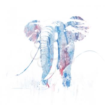 Digital Painting of silhouette of elephant