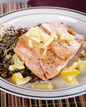 Salmon Fillet with Lemon and Red Quinoa Salad